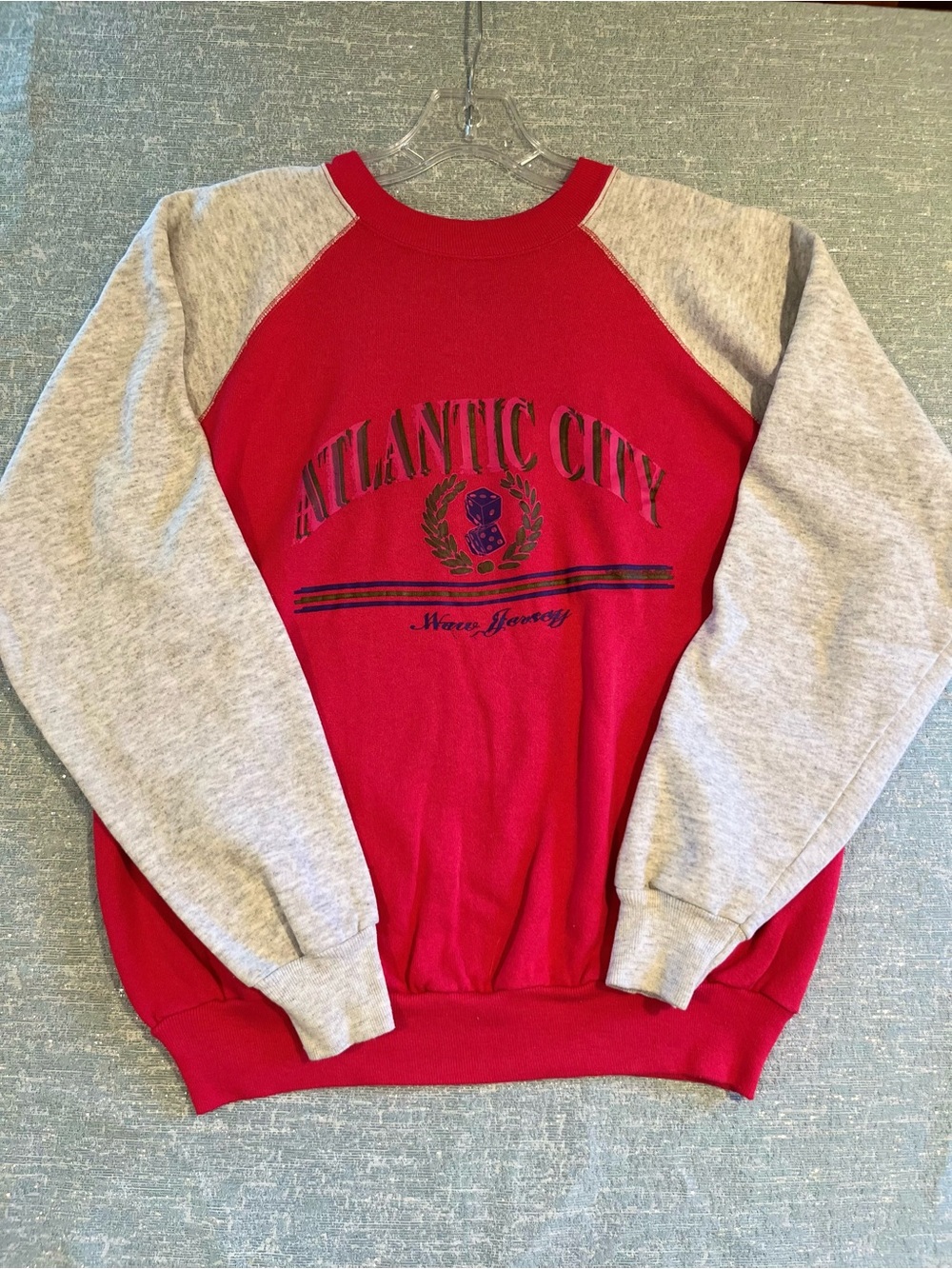 Vintage 1980’s Atlantic City New Jersey Crewneck Sweatshirt Gray Sleeves XL